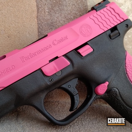 Powder Coating: Smith & Wesson,Graphite Black H-146,Two Tone,M&P Shield,Ladies,Pistol,Performance Center,Prison Pink H-141