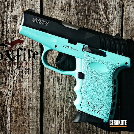 Powder Coating: Two Tone,Pistol,CPX-2,Robin's Egg Blue H-175,SCCY,Titanium H-170