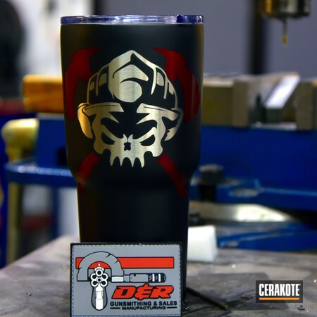 Powder Coating: RTIC Tumbler,RTIC Cups,Firefighting,Axe,Armor Black H-190,Firefighter,USMC Red H-167,YETI Cup,RTIC,Fireman,More Than Guns,Skull