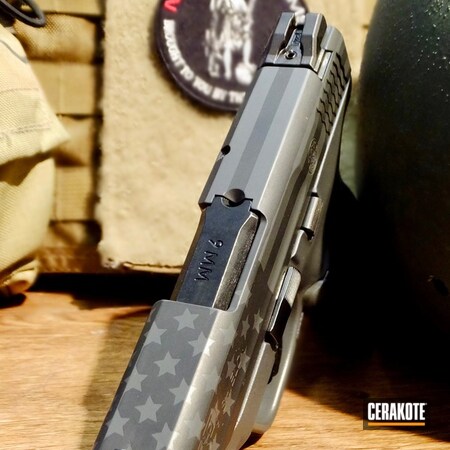 Powder Coating: Graphite Black H-146,Smith & Wesson,Smoke E-120,Cerakote Elite Series,M&P Shield,Pistol,EDC,American Flag,Concrete E-160