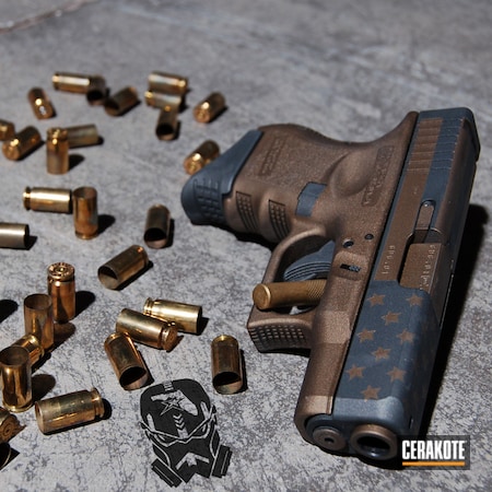 Powder Coating: Glock,Two Tone,Pistol,Glock 27,Cobalt H-112,American Flag,Burnt Bronze H-148
