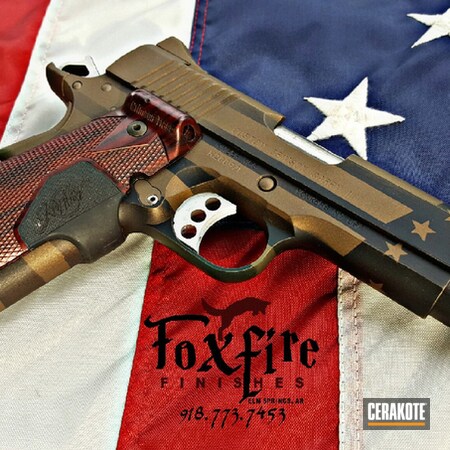 Powder Coating: Graphite Black H-146,Kimber,Kimber 1911 Custom II,1911,Pistol,American Flag,Burnt Bronze H-148,Kimber 1911