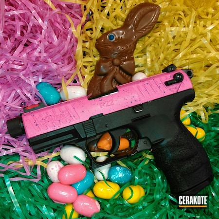 Powder Coating: Two Tone,Walther,Easter Theme,Bright Purple H-217,Walther P22,Prison Pink H-141,Speckled