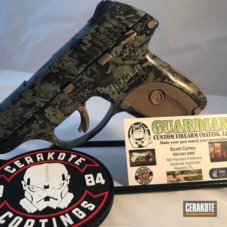Powder Coating: Hydrographics,Ruger LC9S,Pistol,Custom Camo,Ruger,Digital Camo,Coyote Tan H-235