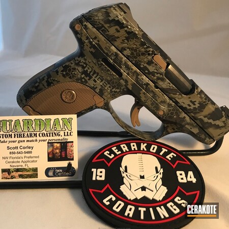 Powder Coating: Hydrographics,Ruger LC9S,Pistol,Custom Camo,Ruger,Digital Camo,Coyote Tan H-235