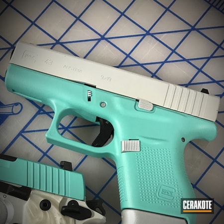 Powder Coating: Glock 43,9mm,Conceal Carry,Bright White H-140,Pearl,Two Tone,Ladies,Pistol,Tiffany & Co,Robin's Egg Blue H-175
