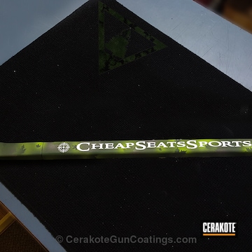 Cerakoted H-400 Jesse James Eastern Front Green, H-237 Tungsten, H-136 Snow White, H-255 Crushed Silver, H-168 Zombie Green, H-140 Bright White, H-190 Armor Black And H-146 Graphite Black