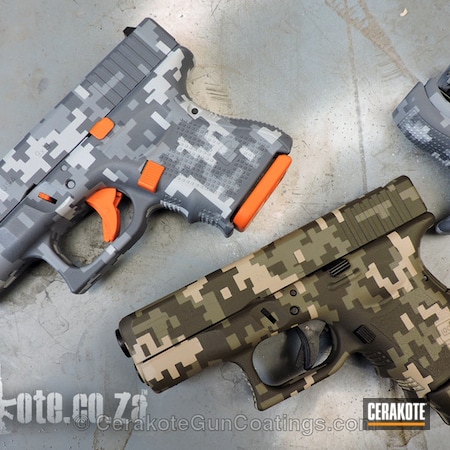 Powder Coating: Hunter Orange H-128,Bright White H-140,Glock 26,MAGPUL® FOLIAGE GREEN H-231,Custom Mix,DEWALT YELLOW H-126,Graphite Black H-146,Glock,Digicam,Handguns,MAGPUL® O.D. GREEN H-232,Pistols,Digital Camo