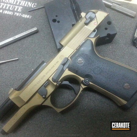 Powder Coating: Graphite Black H-146,Pistol,Beretta,Beretta 92 Cerakote,Burnt Bronze H-148