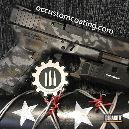 Powder Coating: Graphite Black H-146,Midnight Bronze H-294,Glock,Grunge Camo,Pistol,Glock 23,Camo,Custom Camo,Tactical Grey H-227