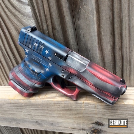 Powder Coating: Satin Aluminum H-151,Glock,Glock 36,Pistol,FIREHOUSE RED H-216,Sky Blue H-169,Distressed American Flag