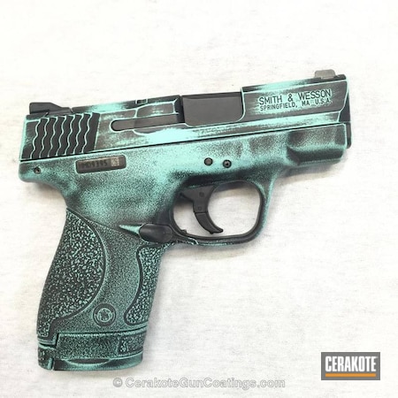 Powder Coating: Graphite Black H-146,Smith & Wesson,Distressed,Pistol,Robin's Egg Blue H-175,Women's Gun