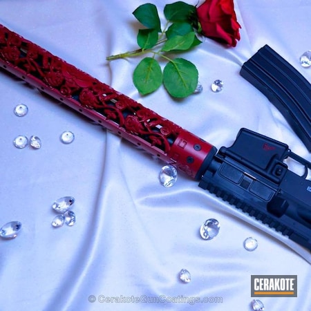 Powder Coating: Red,Crimson H-221,Guns & Roses Vine,Rose,Tactical Rifle,OffHand Gear,Rose Vine Hand Guard