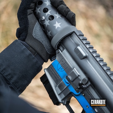 Cerakoted H-227 Tactical Grey, H-171 Nra Blue And H-146 Graphite Black