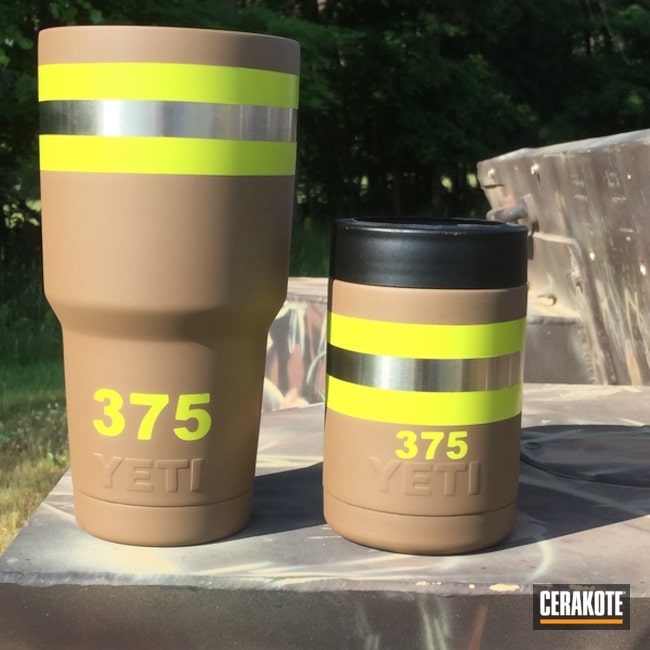 Cerakoted H-149 Copper Brown, H-168 Zombie Green, H-166 Electric Yellow And H-265 Flat Dark Earth