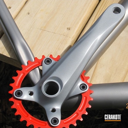 Powder Coating: Bicycle,FIREHOUSE RED H-216,Titanium H-170