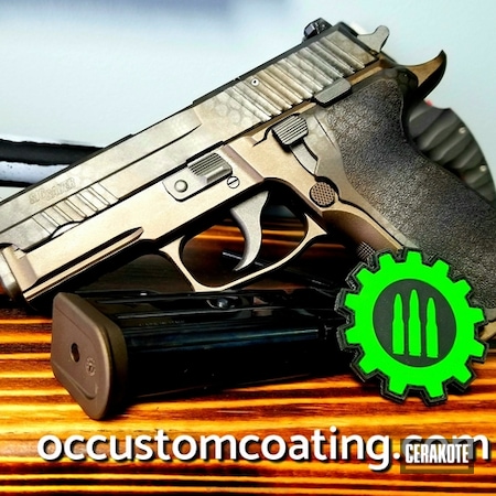 Powder Coating: Sig Sauer P229,Midnight Bronze H-294,Sig Sauer,Handguns,Pistol,Sig P229,Snakeskin Camo,Tactical Grey H-227