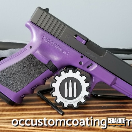 Powder Coating: Glock,Two Tone,Precision Masking,Pistol,Masking,Glock 19,Bright Purple H-217