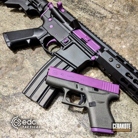 Powder Coating: Glock 43,Matching Set,Graphite Black H-146,Glock,Two Tone,Wild Purple H-197,Pistol,EDC,Tactical Rifle,Tungsten H-237,AR-15,Custom Rifle