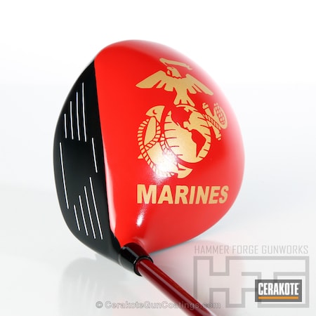 Powder Coating: Graphite Black H-146,USMC,Marines,Golf,Gold H-122,Golf Clubs,Marine Corp Logo,USMC Red H-167,Driver,More Than Guns