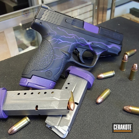 Powder Coating: Smith & Wesson,Two Tone,Pistol,Lightening Cuts,Purple Pistol,M&P,Bright Purple H-217,Lightening Strike