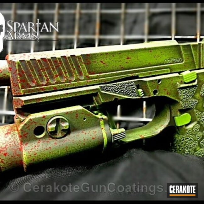 Cerakoted H-216 Smith & Wesson Red, H-168 Zombie Green And H-234 Sniper Grey