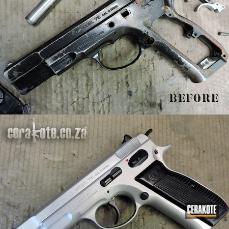 Powder Coating: Graphite Black H-146,Satin Aluminum H-151,Handguns,CZ,Before and After,Restoration