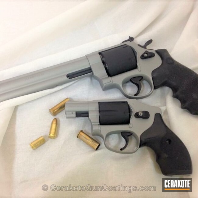 Cerakoted: Smith & Wesson,Revolver,Armor Black H-190,Gun Metal Grey H-219,Matching Set