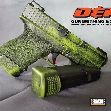 Powder Coating: Glock,Distressed,Zombie Green H-168,Pistol,Glock 27,Stippled,40cal