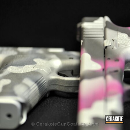 Powder Coating: Satin Aluminum H-151,Glock,Ladies,Handguns,Tungsten H-237,Prison Pink H-141