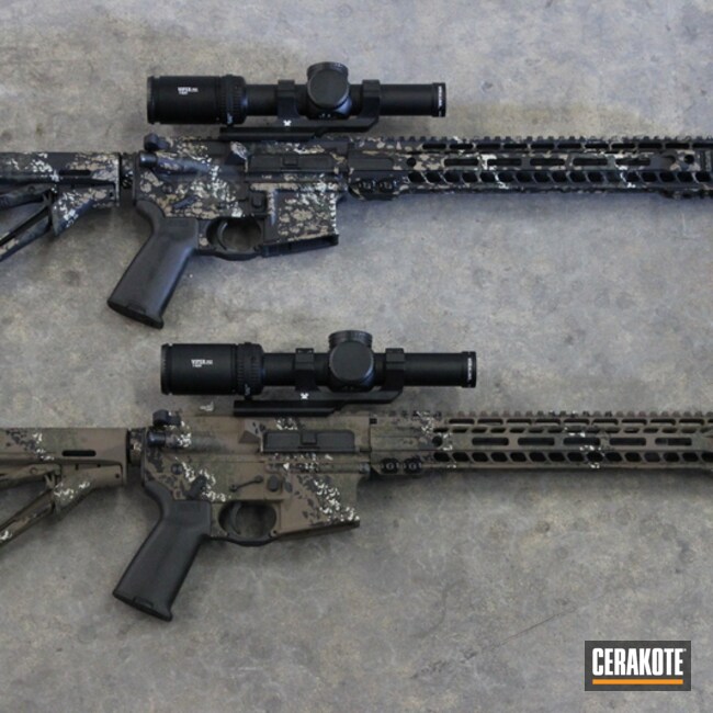 Cerakoted H-190 Armor Black, H-226 Patriot Brown, H-143 Benelli Sand, H-235 Coyote Tan And H-236 O.d. Green