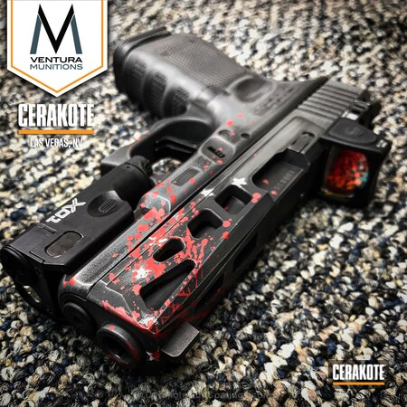 Powder Coating: Machined Slide,Glock,Splatter,Pistol,Armor Black H-190,Concrete E-160G,FIREHOUSE RED H-216,Concrete E-160