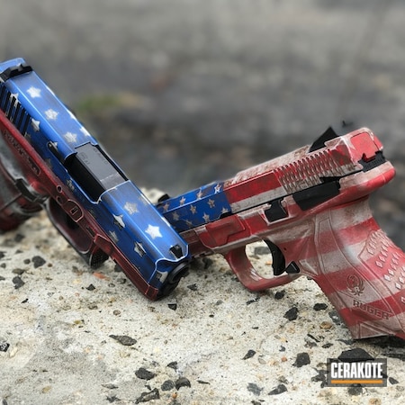 Powder Coating: America,Ruger American Pistol,Glock 30S,Glock,Distressed,NRA Blue H-171,USA,USMC Red H-167,American Flag,Ruger,Stars and Stripes,MAGPUL® FLAT DARK EARTH H-267,Distressed American Flag