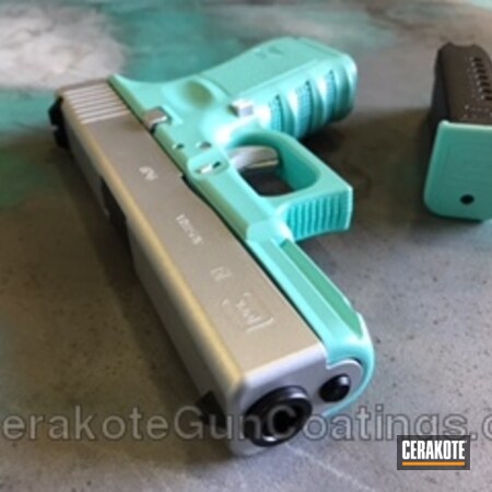 Powder Coating: 9mm,Glock,Ladies,Handguns,Pistol,Tiffany & Co,Glock 19,Satin Mag H-147,Robin's Egg Blue H-175