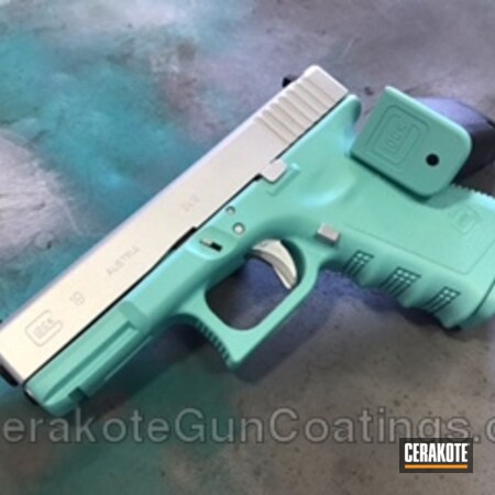 Powder Coating: 9mm,Glock,Ladies,Handguns,Pistol,Tiffany & Co,Glock 19,Satin Mag H-147,Robin's Egg Blue H-175