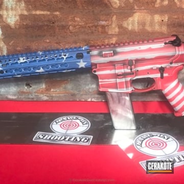 Cerakoted H-167 Usmc Red With H-171 Nra Blue And H-140 Bright White