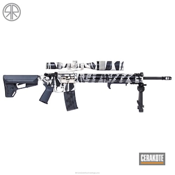 Cerakoted H-140 Bright White With H-214 Smith & Wesson Grey, H-188 Magpul Stealth Grey And H-146 Graphite Black