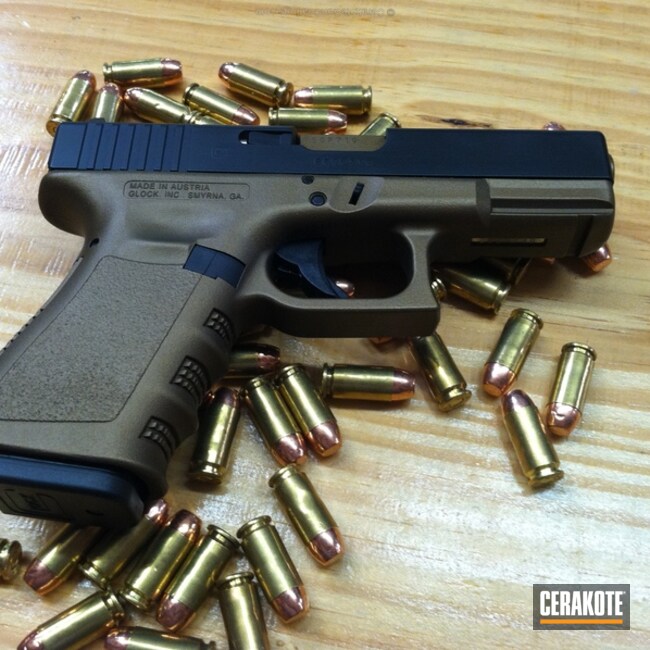 Cerakoted: Glock 19,Two Tone,Burnt Bronze H-148,Armor Black H-190,Pistol,Glock