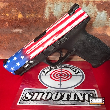 Powder Coating: Bright White H-140,Smith & Wesson,NRA Blue H-171,Pistol,USMC Red H-167,Chippewa Falls,MARC-ON,Chippewa Falls Gun Coating,American Flag,Eau Claire