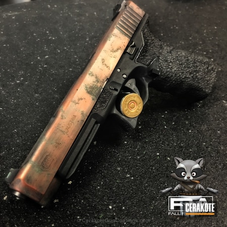 Powder Coating: Glock,Pistol,Glock 34,Robin's Egg Blue H-175,Custom Copper,Burnt Bronze H-148