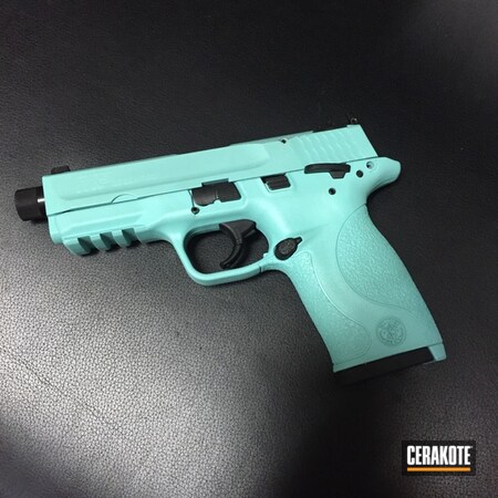 Powder Coating: Smith & Wesson,Two Tone,Pistol,Robin's Egg Blue H-175