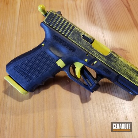Powder Coating: Glock,Distressed,Pistol,Armor Black H-190,Electric Yellow H-166