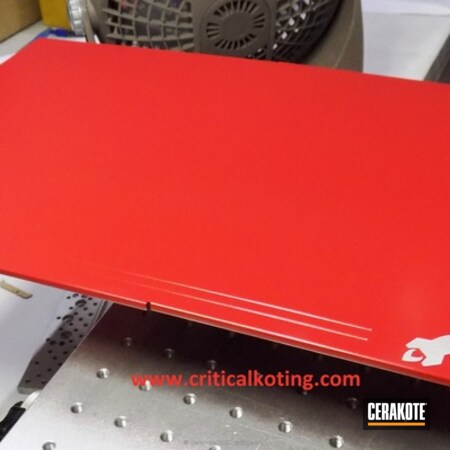 Powder Coating: Laser Engrave,Computers,USMC Red H-167,More Than Guns,Gloss White H-137