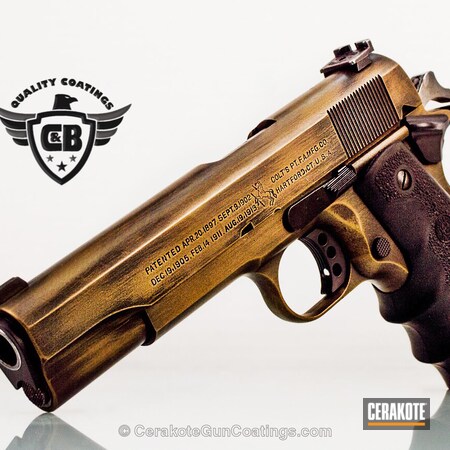 Powder Coating: Graphite Black H-146,Distressed,Pistol,Colt 1911,Colt,Burnt Bronze H-148,Antique