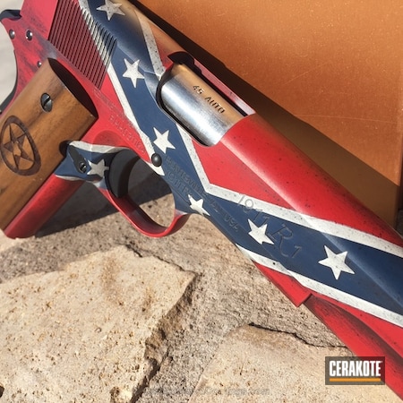 Powder Coating: Confederate Flag,KEL-TEC® NAVY BLUE H-127,Bright White H-140,Graphite Black H-146,1911,Handguns,Pistol,FIREHOUSE RED H-216,Battleworn