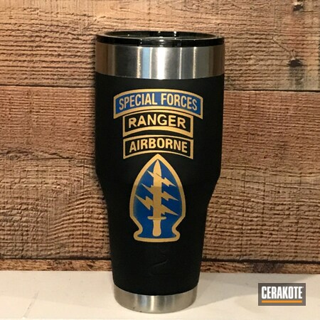 Powder Coating: Green Beret Green H-251,Custom Tumbler Cup,Tumbler,Special Forces,Gold H-122,FIREHOUSE RED H-216,Ridgeway Blue H-220,Tower of Power,7th group,More Than Guns