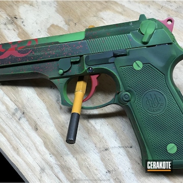 Cerakoted H-168 Zombie Green, H-216 Smith & Wesson Red And H-146 Graphite Black