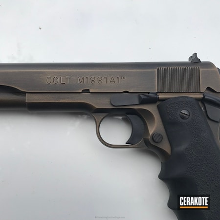 Powder Coating: Graphite Black H-146,Pistol,Cerakote Fire Arm Coating Colt 1991A1,Colt M1991A1,Battleworn,Colt,Burnt Bronze H-148