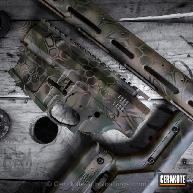 AR Rifle in Cerakote Burnt Bronze and Forest Green by JEREMY