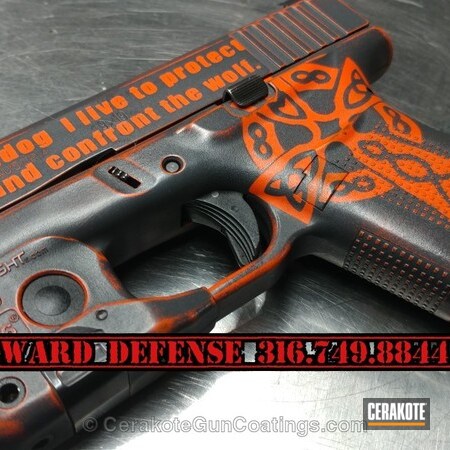 Powder Coating: Hunter Orange H-128,Glock 43,Glock,Pistol,BATTLESHIP GREY H-213